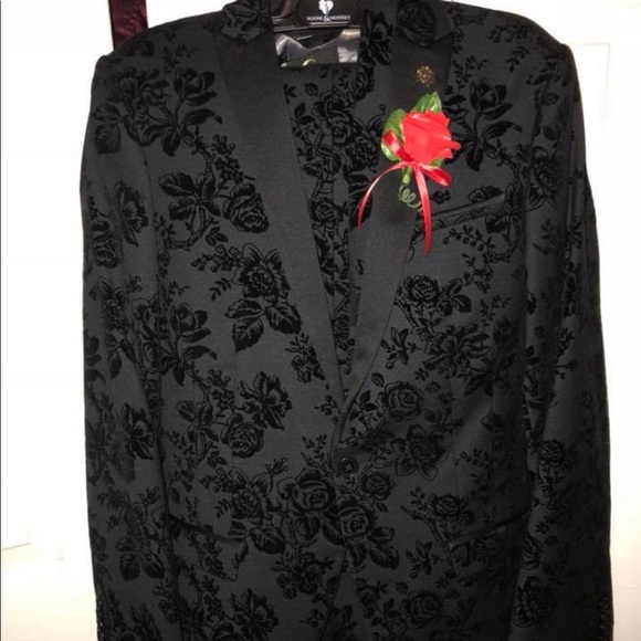 Black Floral Printed Prom suit